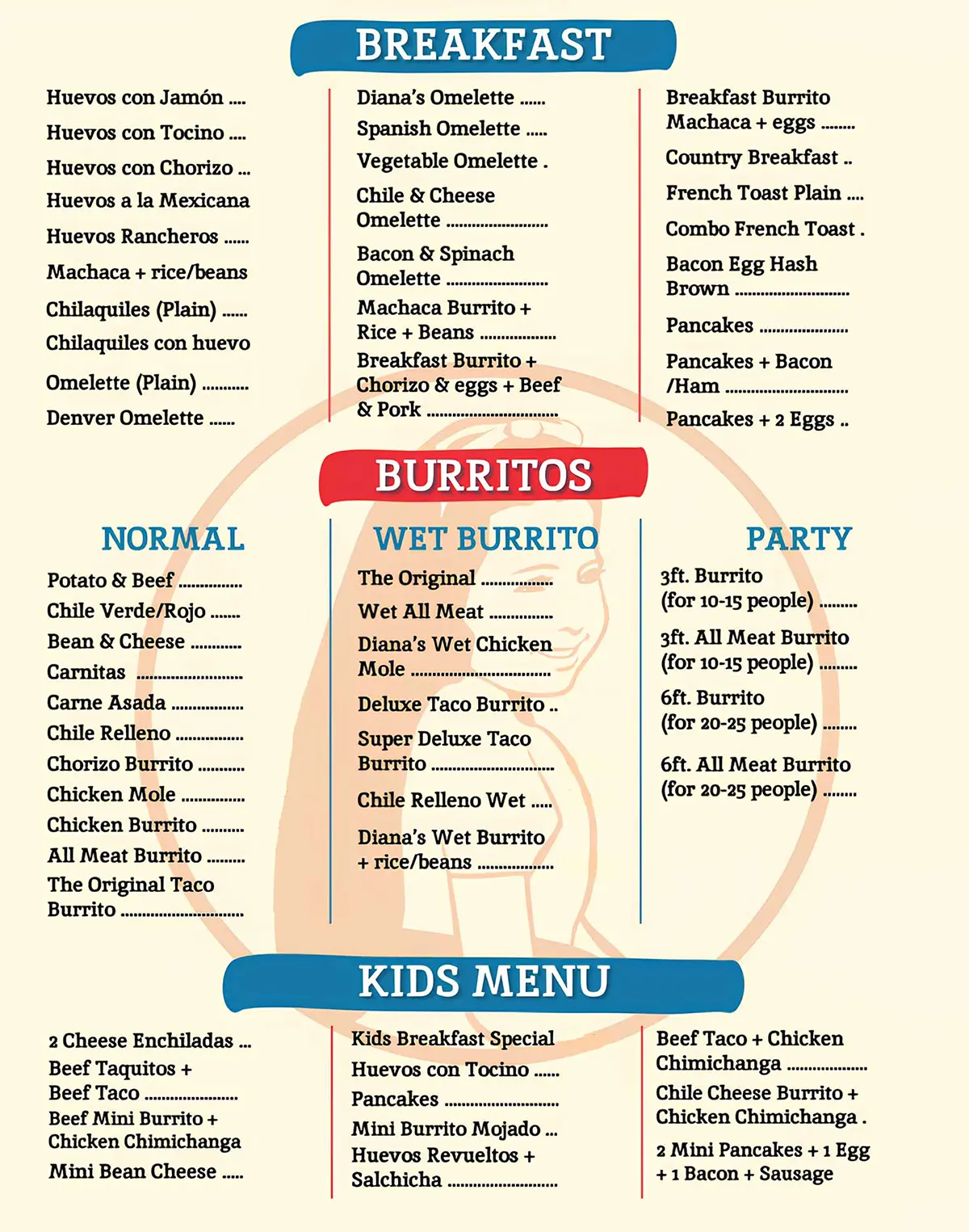 Diana's Mexican Food Menu — Page 1